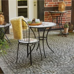 Gartentisch 'Stella' klappbar Stahl/Keramik 70 x 71 x 35,5 cm