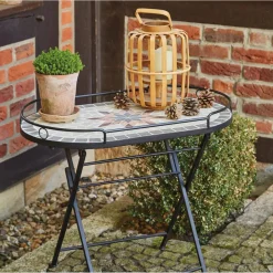 Gartentisch 'Stella' klappbar Stahl/Keramik 68 x 60 x 41 cm