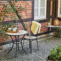 Gartentisch 'Stella' klappbar Stahl/Keramik 68 x 60 x 41 cm