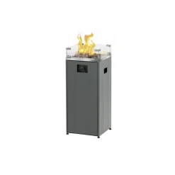 Gas-Feuerstelle 'Malta' grau Glasumrandung 38 x 38 x 91 cm
