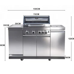 Gasgrill 'Augusta' silbern 4+1 Brenner 17 kW 150,5 x 116,5 x 58 cm