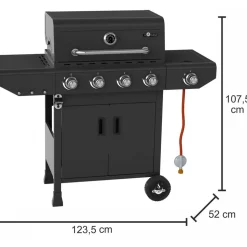 Gasgrill 'Laredo' schwarz 123,5 x 107,5 x 52 cm