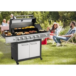 Gasgrill 'Long Beach' silbern 121 x 161 x 59,5 cm