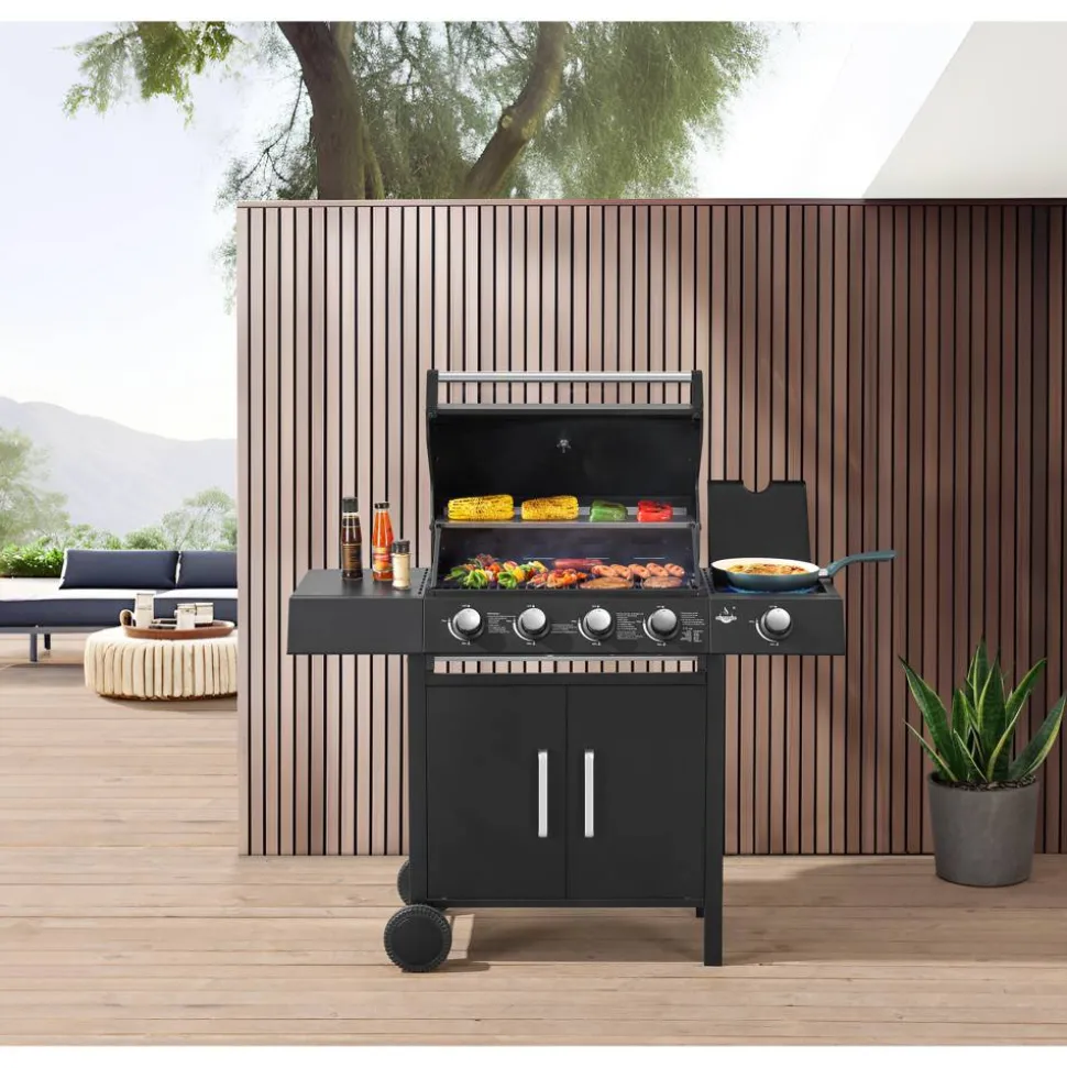 Gasgrill 'San Angelo' schwarz 110 x 120 x 48 cm