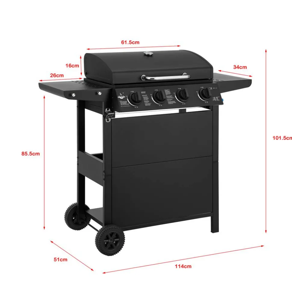 Gasgrill 'San Jose' schwarz 114 x 101,5 x 51 cm