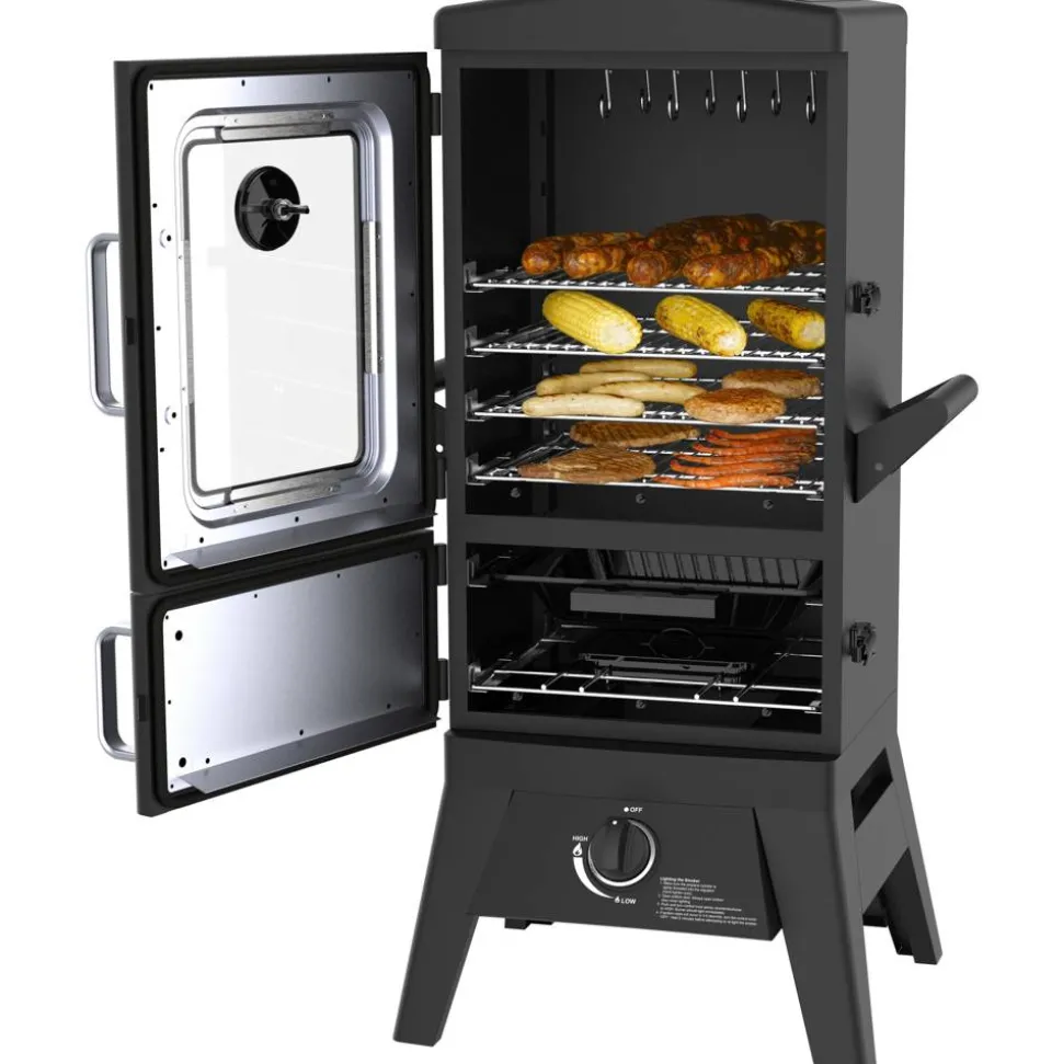 Gasgrill-Smoker 'Portland W2' schwarz 50 x 107 x 48 cm