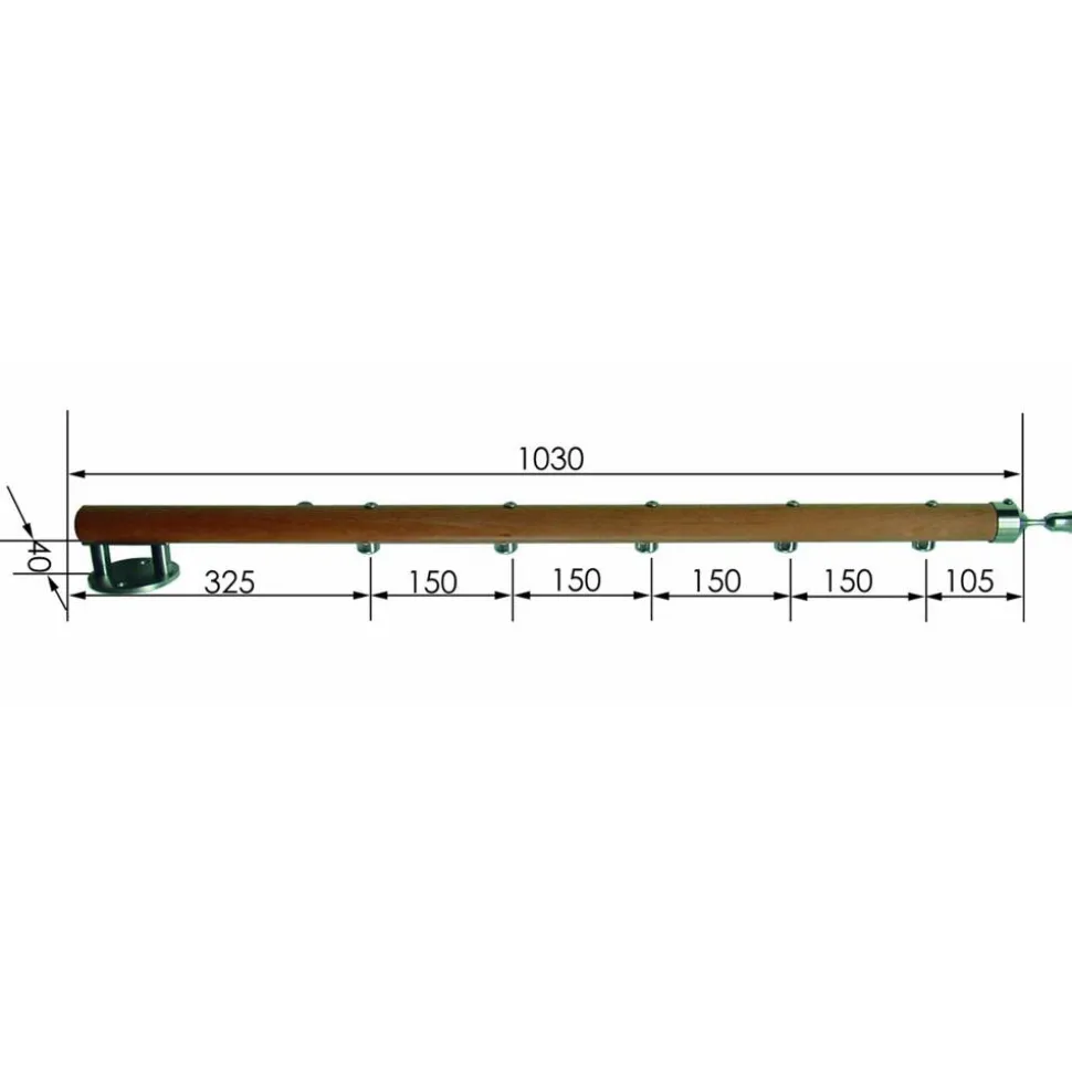 Geländerstab 'B45' seitliche Montage Ø 42 x 1030 mm Buche versiegelt