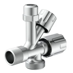 Geräte-Eckventil verchromt 1/2" AG x 3/4" AG x 3/8" AG x 10 mm