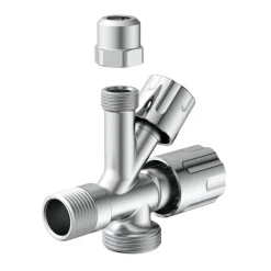 Geräte-Eckventil verchromt 1/2" AG x 3/4" AG x 3/8" AG x 10 mm