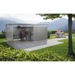Gerätehaus 'HighLine 4' mit Doppeltür 275 x 275 cm Quarzgrau metallic
