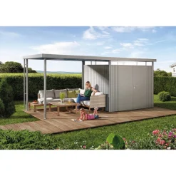 Gerätehaus 'HighLine 3' mit Doppeltür 275 x 235 cm Quarzgrau metallic