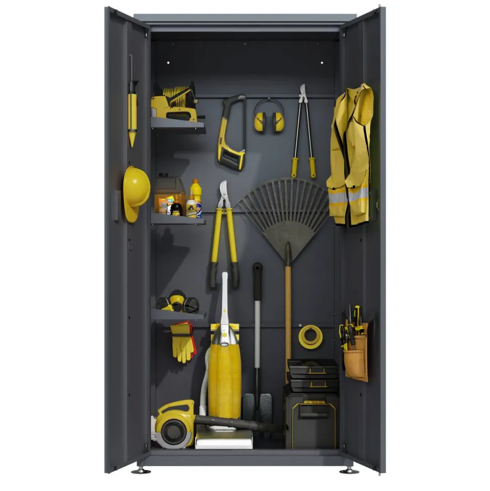 Geräteschrank 'Hanna' Stahl anthrazit 90 x 187 x 65 cm