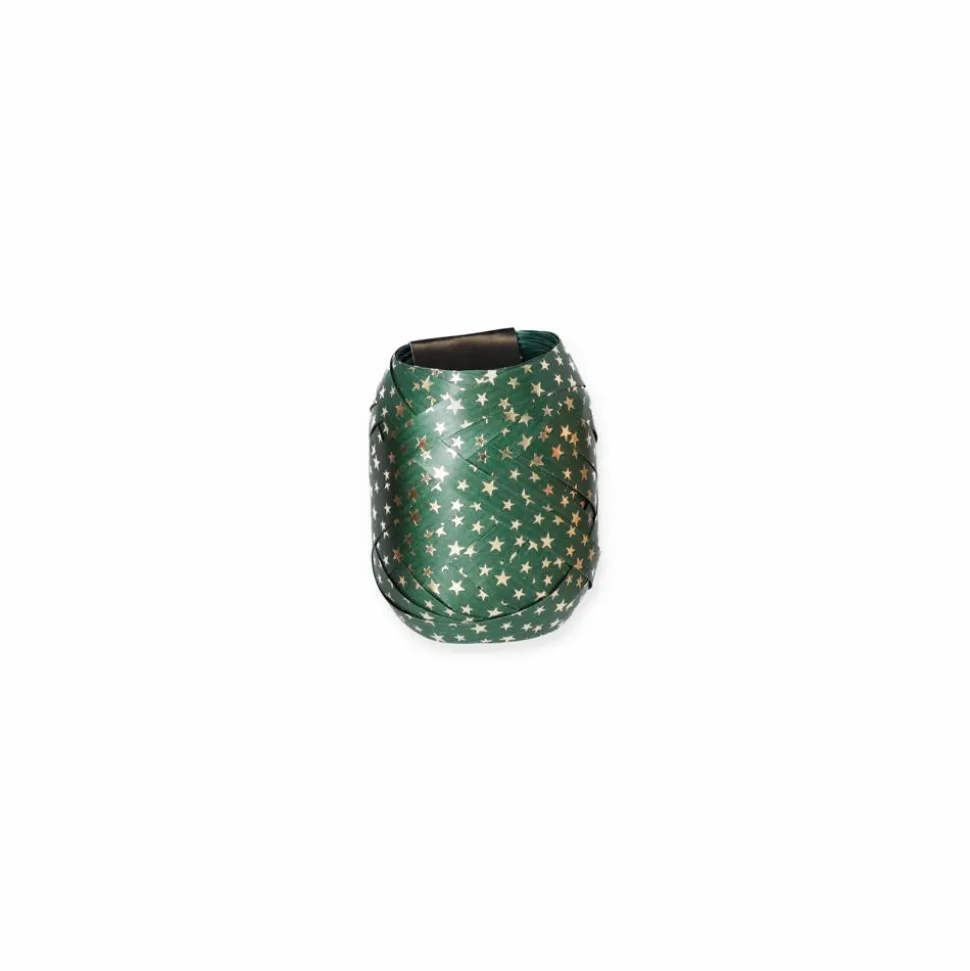 Geschenkband 'Nature Pack Stars' Baumwolle grün/gold 12 m