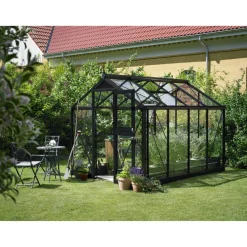 Gewächshaus 'Compact' 224 x 296 cm mit 3 mm Sicherheitsglas anthrazit/schwarz