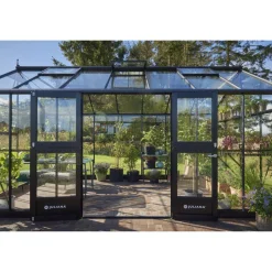 Gewächshaus 'Jubii 60' 296 x 511 cm mit 3 mm Sicherheitsglas schwarz
