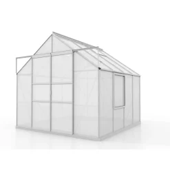Gewächshaus 'Meridian 2 6700' 254,4 x 254,4 cm mit 6 mm Hohlkammerplatten aluminiumfarben