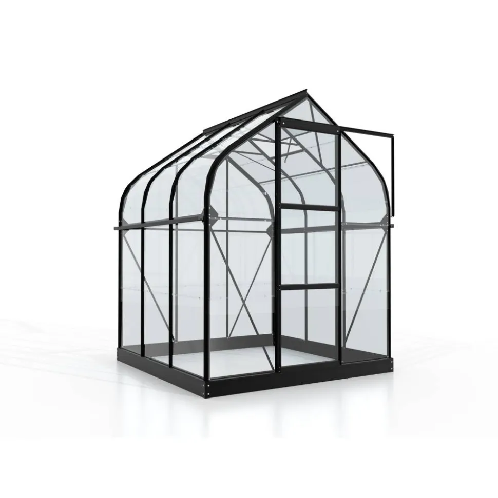 Gewächshaus 'Orion 3800' 192,2 x 192,2 cm mit 3 mm Sicherheitsglas schwarz