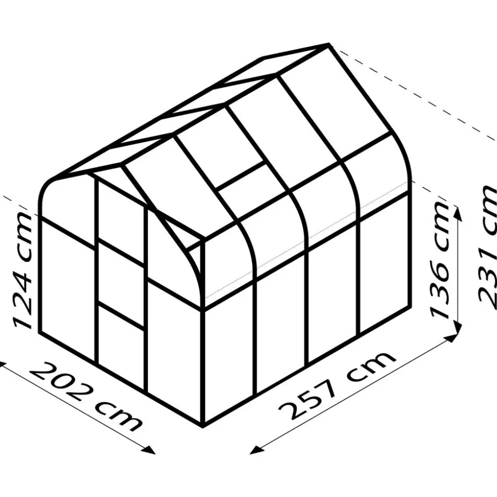 Gewächshaus 'Orion 5000' 192,2 x 254,4 cm mit 3 mm Sicherheitsglas schwarz