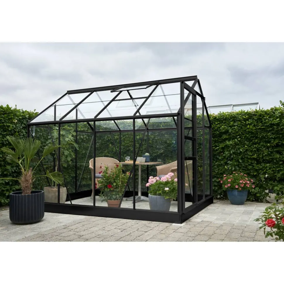 Gewächshaus 'Popular 86' 193 x 257 cm mit 3 mm Blankglas schwarz