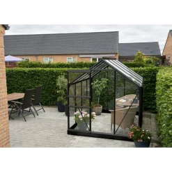 Gewächshaus 'Popular 86' 193 x 257 cm mit 3 mm Blankglas schwarz