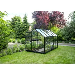Gewächshaus 'Popular 106' 193 x 319 cm schwarz mit 3 mm Sicherheitsglas