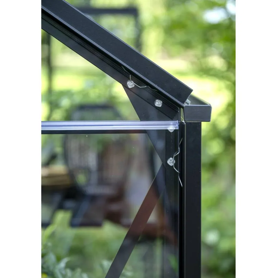 Gewächshaus 'Popular 106' 193 x 319 cm schwarz mit 3 mm Sicherheitsglas