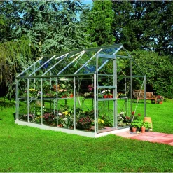 Gewächshaus 'Popular 106' 193 x 319 cm mit 3 mm Sicherheitsglas aluminiumfarben