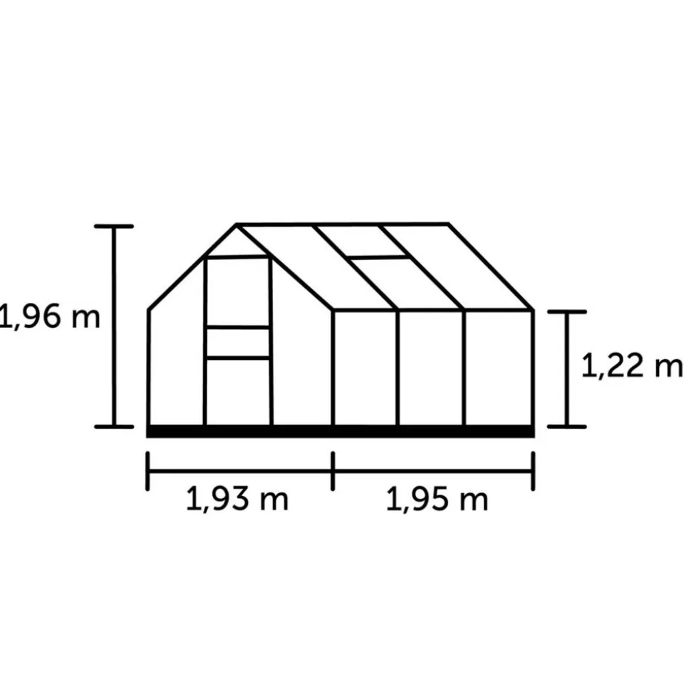Gewächshaus 'Popular 66' 193 x 195 cm mit 3 mm Sicherheitsglas schwarz
