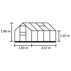 Gewächshaus 'Popular 86' 193 x 257 cm mit 3 mm Sicherheitsglas grün