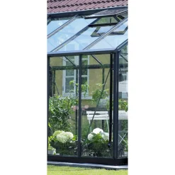 Gewächshaus 'Premium' 296 x 368 cm mit 3 mm Sicherheitsglas anthrazit/schwarz