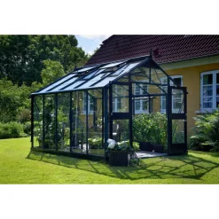 Gewächshaus 'Premium' 296 x 368 cm mit 3 mm Sicherheitsglas anthrazit/schwarz