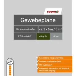 Gewebeplane Polyethylen grün/silbern 3 x 5 m