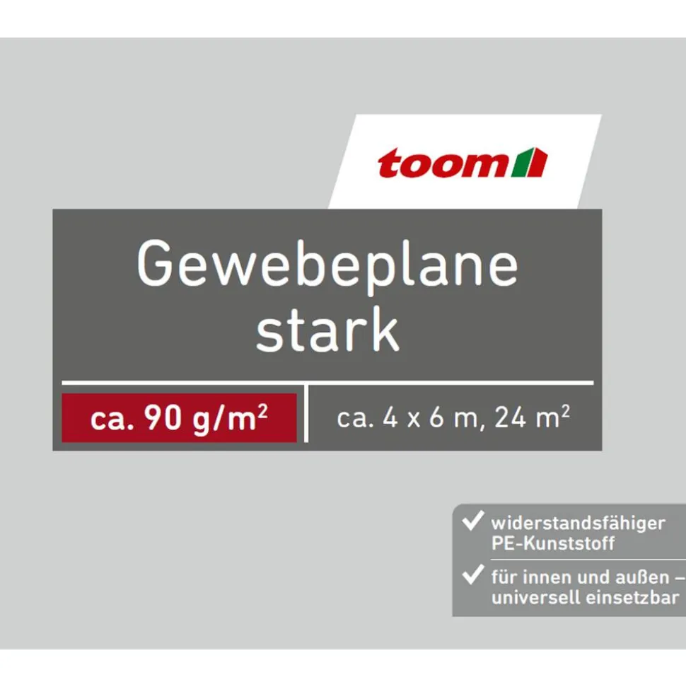 Gewebeplane stark 4 x 6 m 90 g/m²