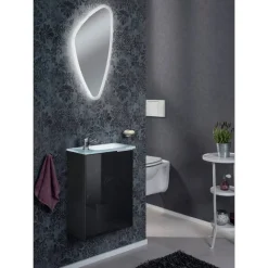 Glasbecken mit Unterschrank 'SBC' Hahnloch links weiß/anthrazit 45 x 61,5 x 25 cm