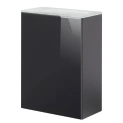 Glasbecken mit Unterschrank 'SBC' Hahnloch links weiß/anthrazit 45 x 61,5 x 25 cm