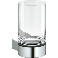Glashalter 'Plan' mit Echtkristall-Glas, verchromt