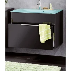 Glaswaschbecken mit Unterschrank 'KARA' mintgrün/anthrazit 80 x 60,2 x 50,1 cm