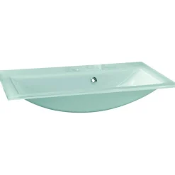 Glaswaschbecken mit Unterschrank 'KARA' mintgrün/weiß 80 x 60,2 x 50,1 cm