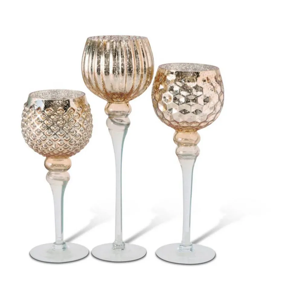 Glas-Windlicht 'Manou' goldfarben 40 cm