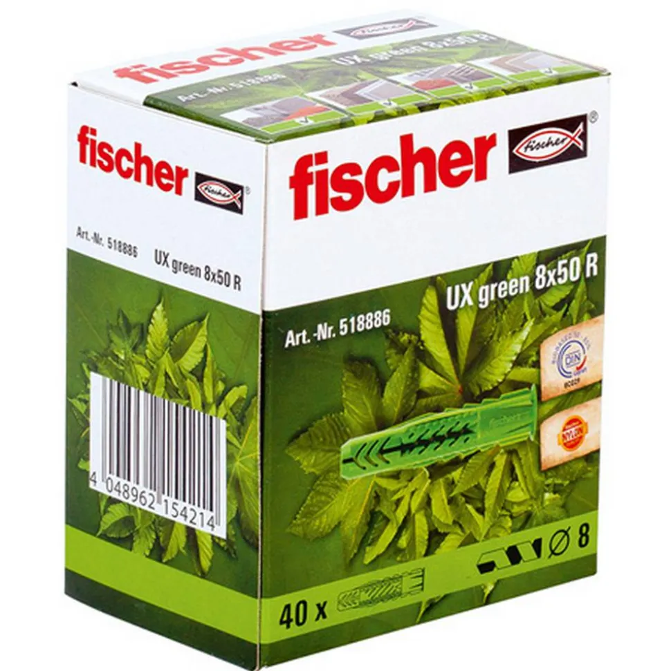 Greenline Universaldübel 'UX GREEN' mit Rand Ø 8 x 50 mm, 40 Stück