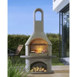 Grillkamin 'Alicante' betonfarben/anthrazit 110 x 203 x 65 cm