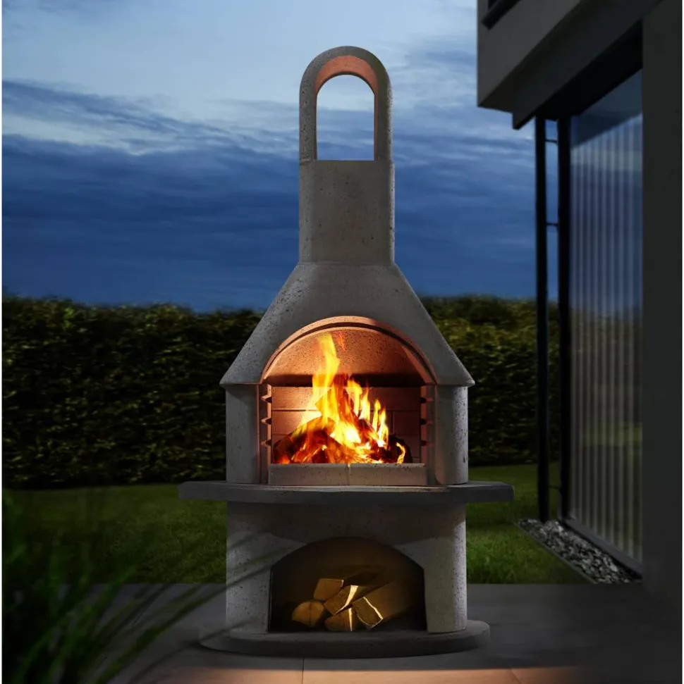 Grillkamin 'Alicante' betonfarben/anthrazit 110 x 203 x 65 cm