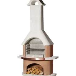 Grillkamin 'Bologna' weiß/terracotta 110 x 210 x 65 cm