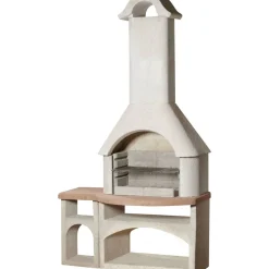 Grillkamin 'Bozen' weiß/terracotta 117 x 210 x 65 cm