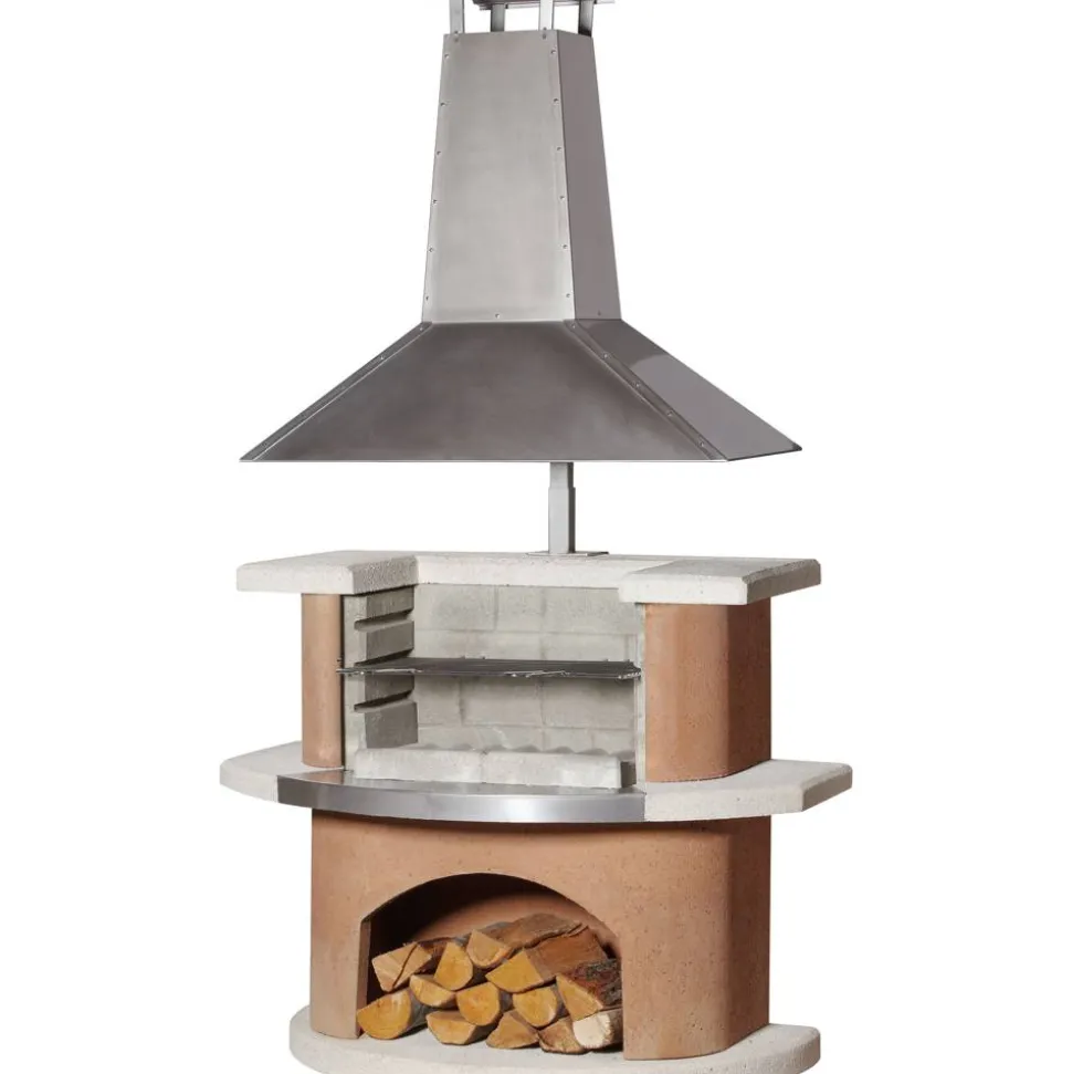 Grillkamin 'Kampen' weiß, terracotta 110 x 197 x 65 cm