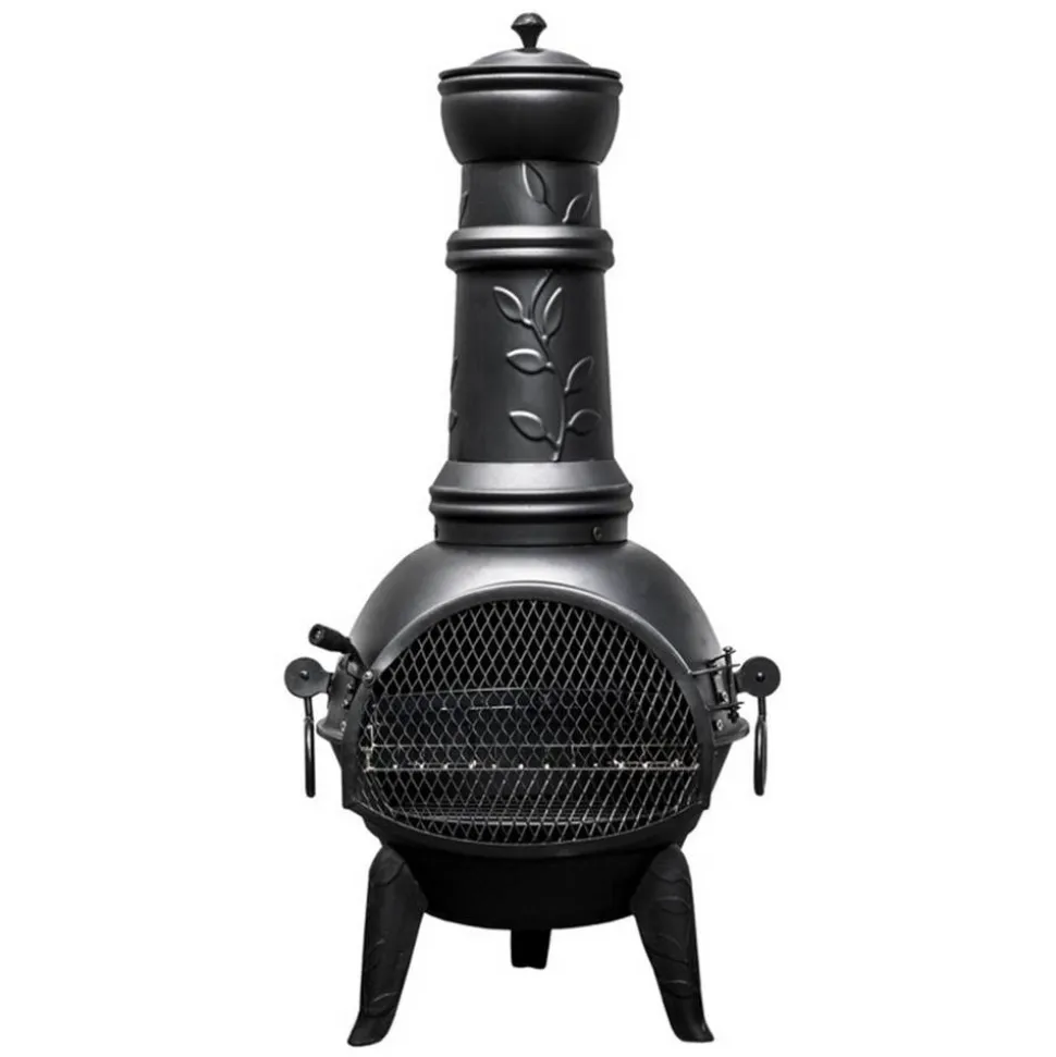 Grillkamin 'Leaf' schwarz Ø 43 x 107 cm