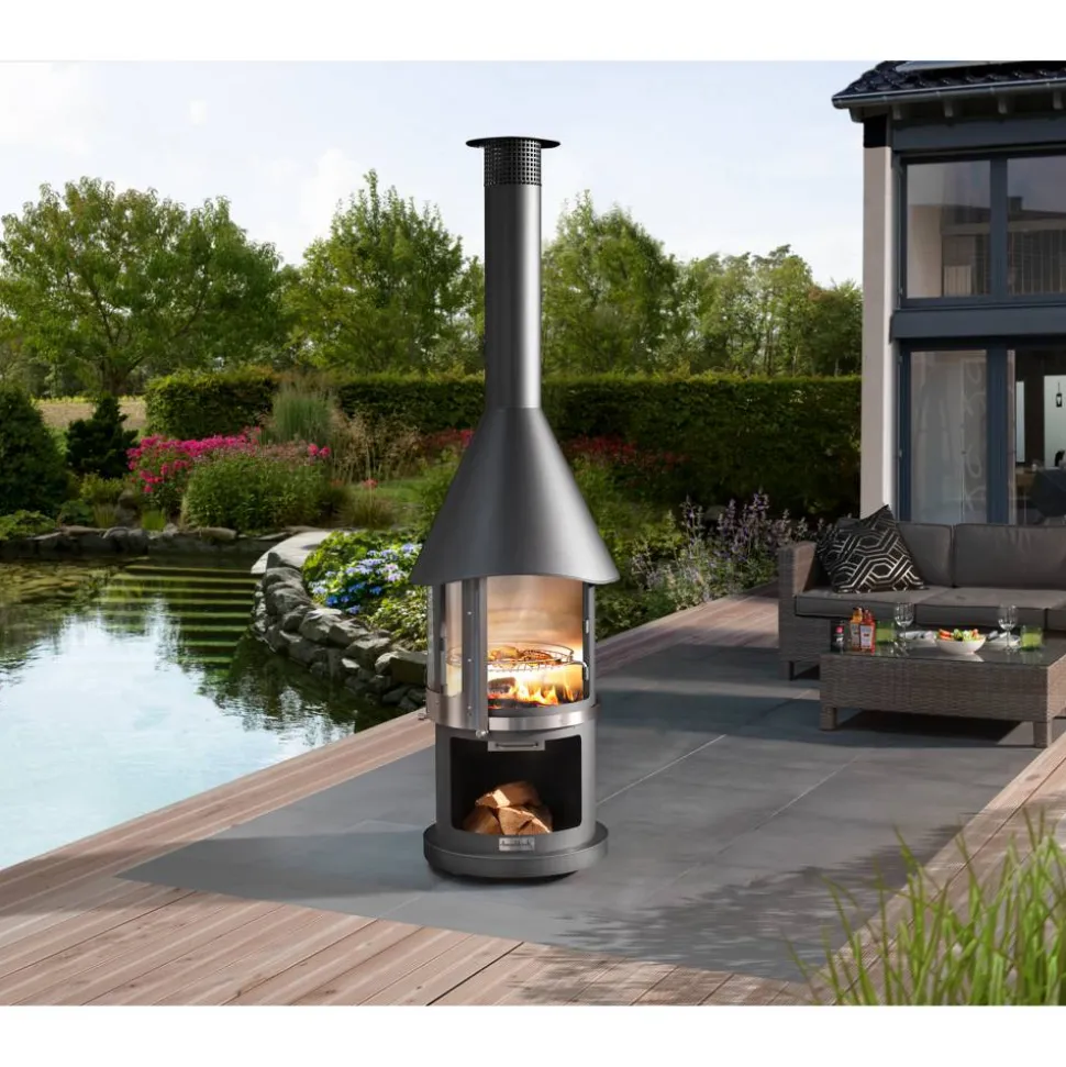 Grillkamin 'Melbourne' dunkelgrau Ø 65 x 39 x 230 cm
