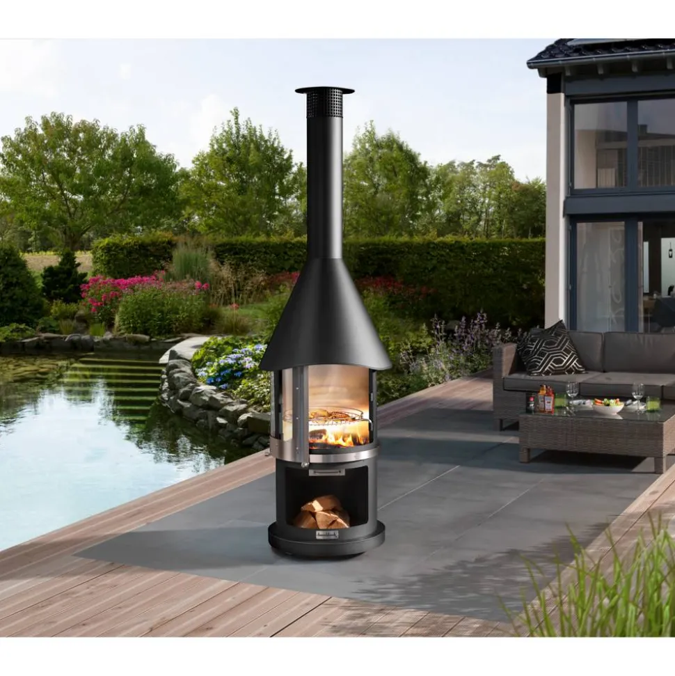 Grillkamin 'Melbourne' schwarz Ø 65 x 39 x 230 cm