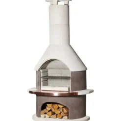 Grillkamin 'Rondo' weiß, braun 65 x 110 x 208 cm
