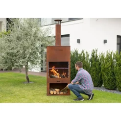 Grillkamin Stahl rostfarben 70 x 229 x 41 cm